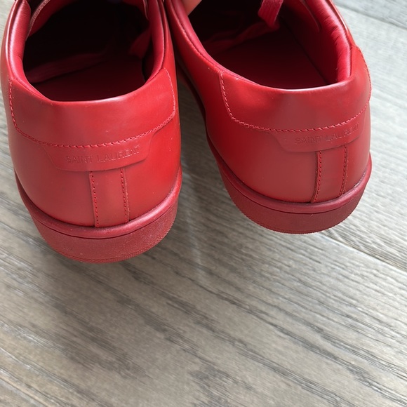 Saint Laurent Men’s Red Leather Sneakers - Picture 4 of 5